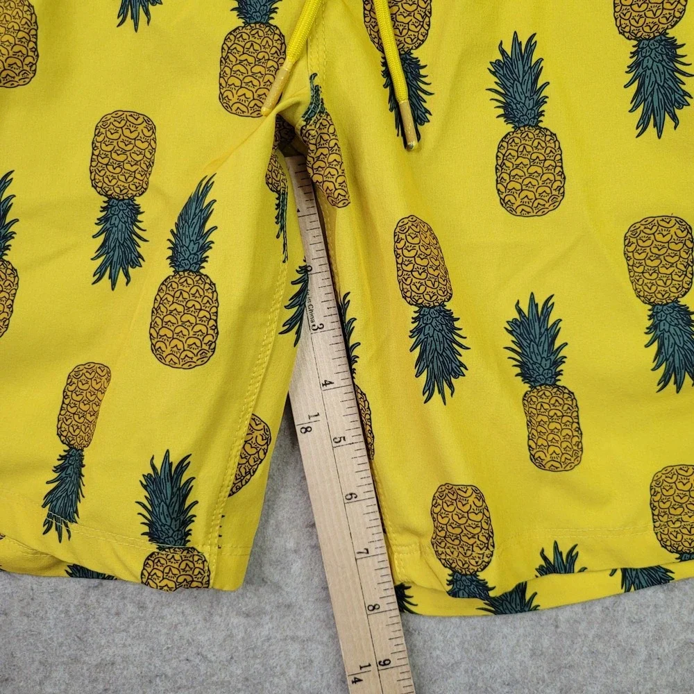 Hurley Volley Yellow Pineapple Lined Swim Shorts Active Trunks Men's Large
